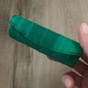 Emerald Eel Skin Lipstick Case with Mirror